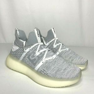 Mens Athletic Sneakers Shoes Size 7 M White Gray Sock Top Lace Up Workout Mesh